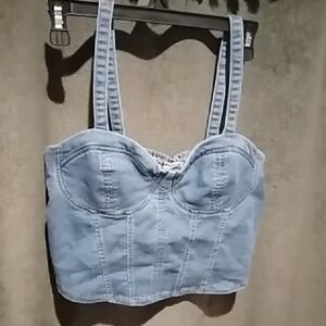 No Boundaries Light Blue Denim Crop Top